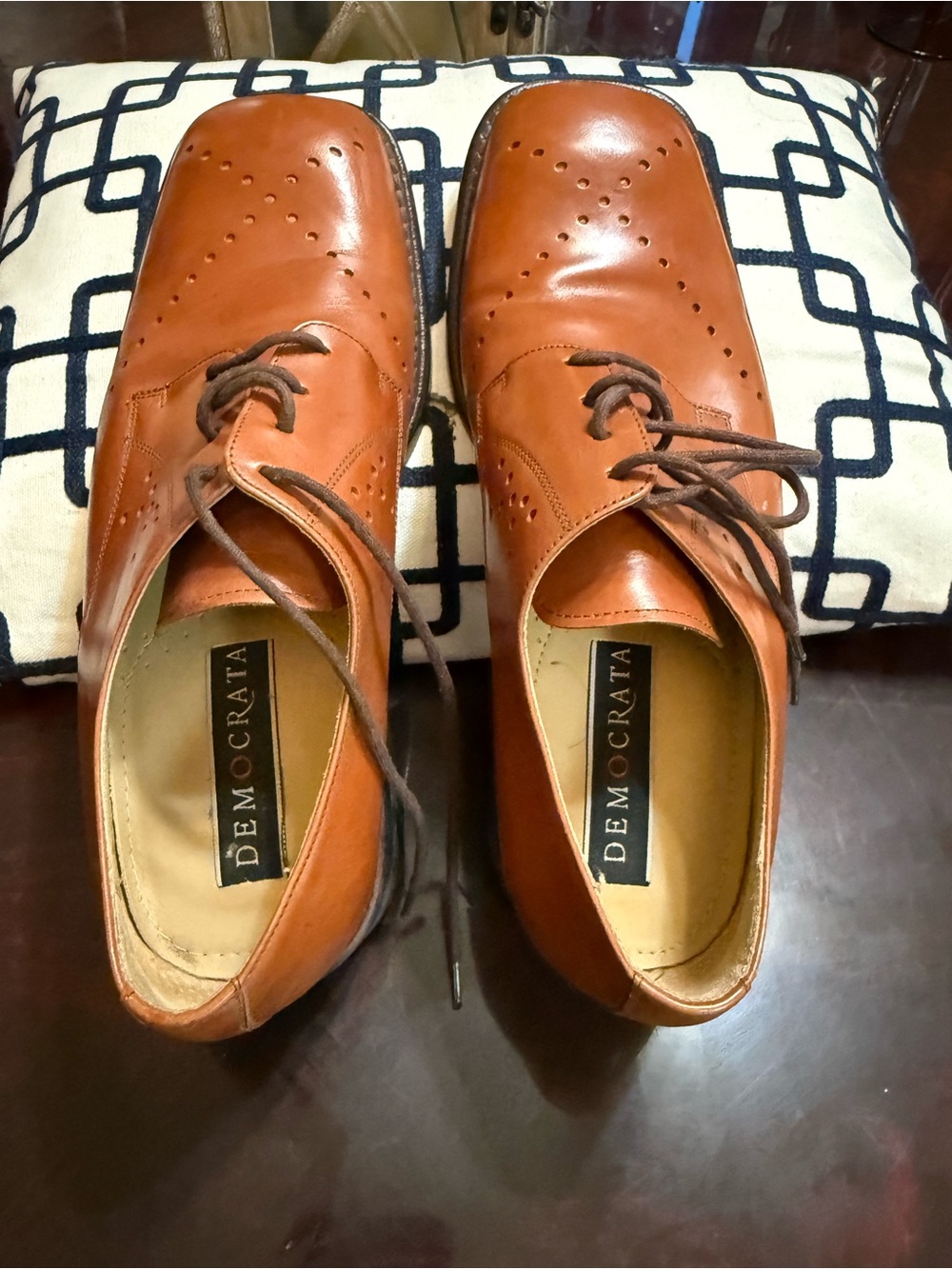Democrata Men's Tan Leather Dress Oxfords